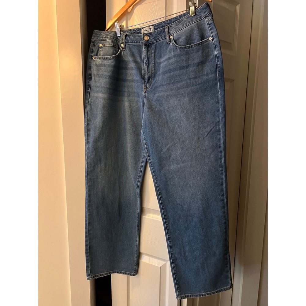 Seven7 Size 16 Straight Leg Jeans Medium Wash High Rise Blue